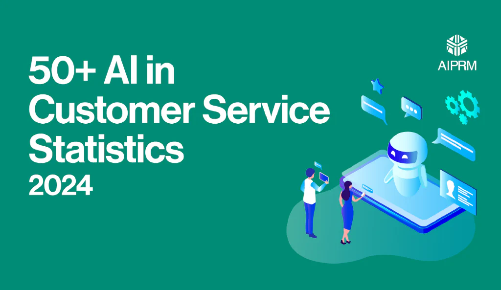 Feature image with the title &lsquo;50+ AI in Customer Service Statistics 2024.&rsquo;