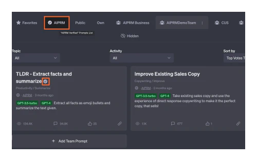 AIPRM Verified Prompts